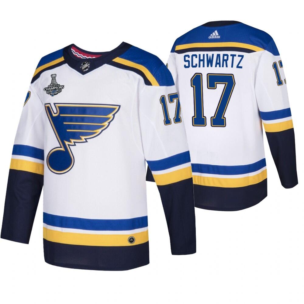 Men's St. Louis Blues #17 Jaden Schwartz 2019 White Stanley Cup Champions Stitched NHL Jersey